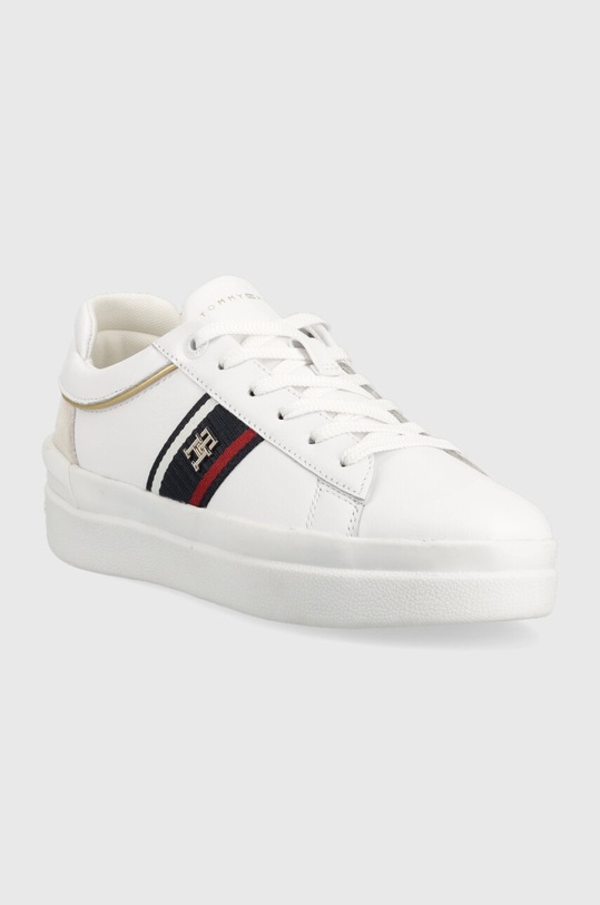Tommy Hilfiger sneakersy skórzane CORP WEBBING COURT FW0FW07387 biały AW23