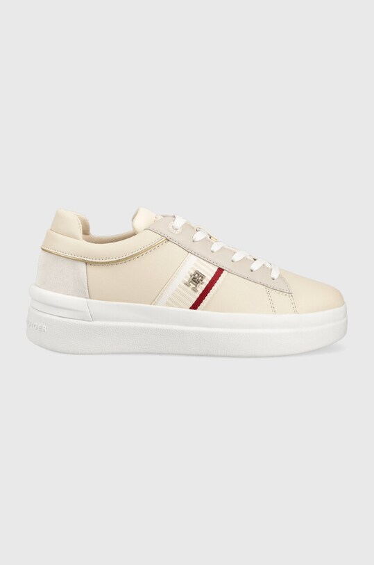 Tommy Hilfiger sneakersy skórzane CORP WEBBING COURT tekstylny beżowy FW0FW07387