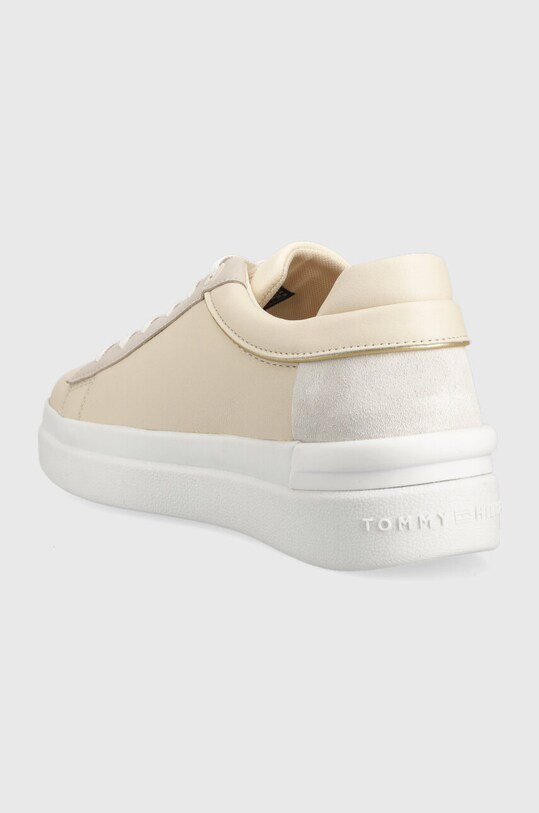 Obuwie Tommy Hilfiger sneakersy skórzane CORP WEBBING COURT FW0FW07387 beżowy