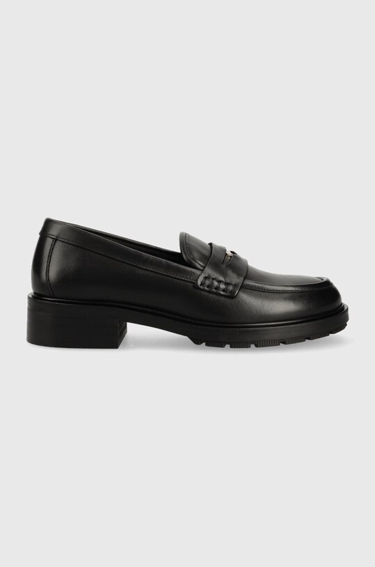 Tommy Hilfiger mokasyny skórzane TH ICONIC LOAFER płaski czarny FW0FW07412