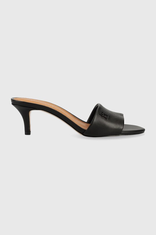 Шкіряні шльопанці Tommy Hilfiger TH ELEVATED MID HEEL 5-8 см чорний FW0FW07453
