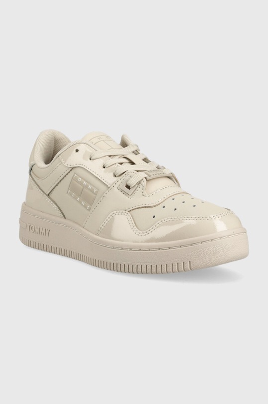 Tommy Jeans sneakersy skórzane TJW RETRO BASKET GLOSSY EN0EN02206 beżowy AW23