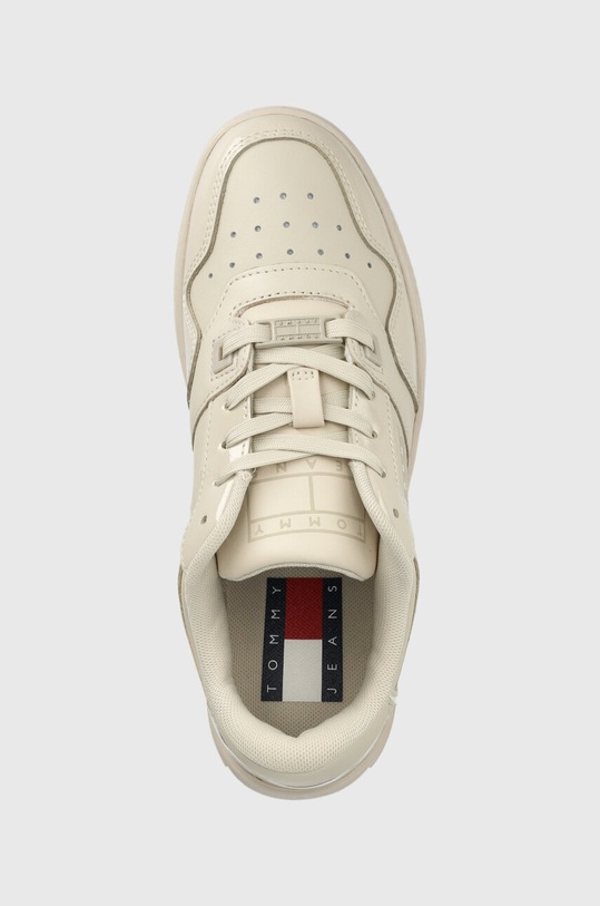 Tommy Jeans sneakersy skórzane TJW RETRO BASKET GLOSSY beżowy EN0EN02206
