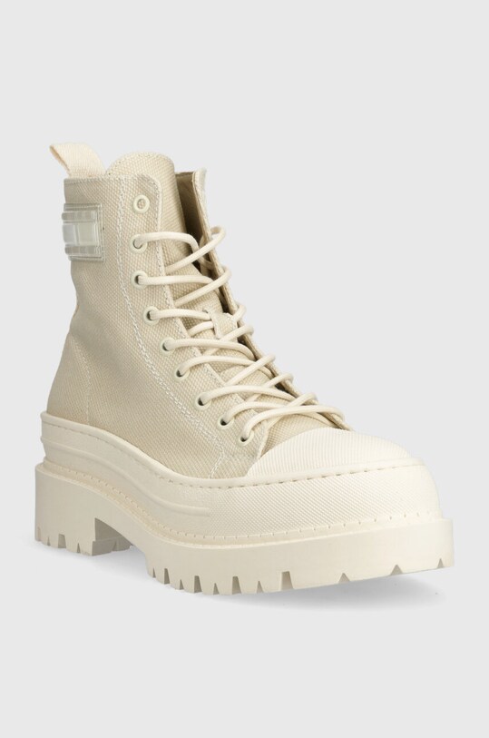 Tommy Jeans botine TJW FOXING CANVAS BOOT EN0EN02216 bej AW23