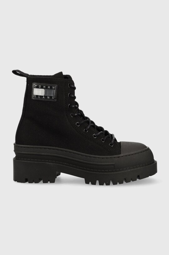 Tommy Jeans botine TJW FOXING CANVAS BOOT 5-8 cm negru EN0EN02216