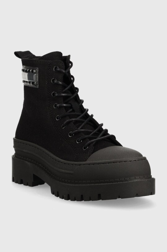 Tommy Jeans botine TJW FOXING CANVAS BOOT EN0EN02216 negru AW23