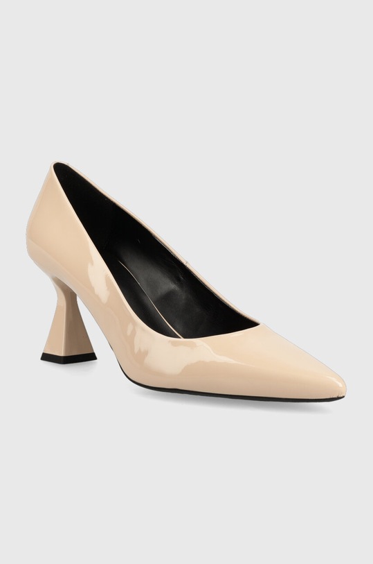 HUGO szpilki skórzane Rebecca Pump 70-P 50498084.110 beżowy AW23