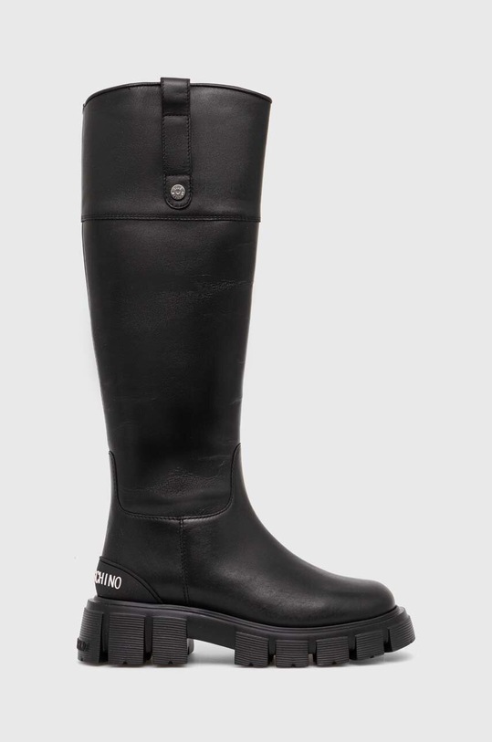Love Moschino kozaki skórzane nieocieplane czarny JA26015G1HIA0000