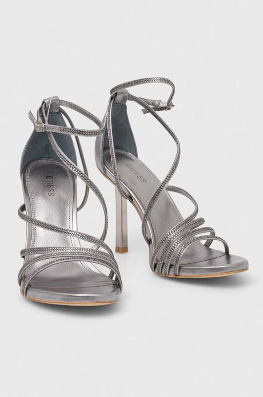 Guess sandali in pelle AXEN2 FL7A2X.SAT03.PEWTE argento AW23