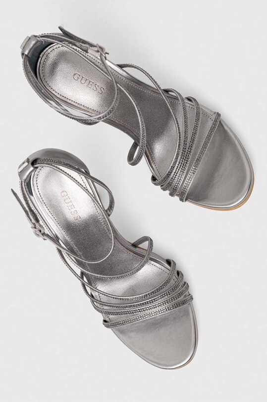 Guess sandali in pelle AXEN2 argento FL7A2X.SAT03.PEWTE