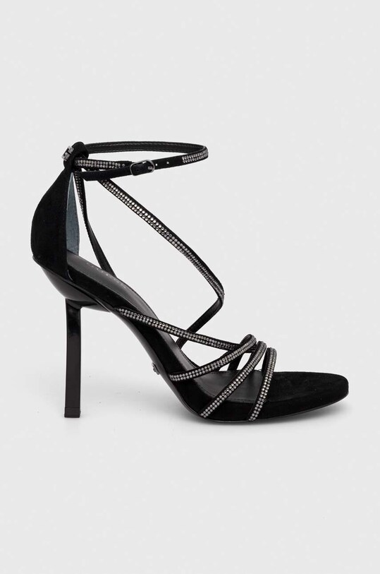 Guess sandały zamszowe AXEN słupek czarny FL7AXE.SUE03.BLACK