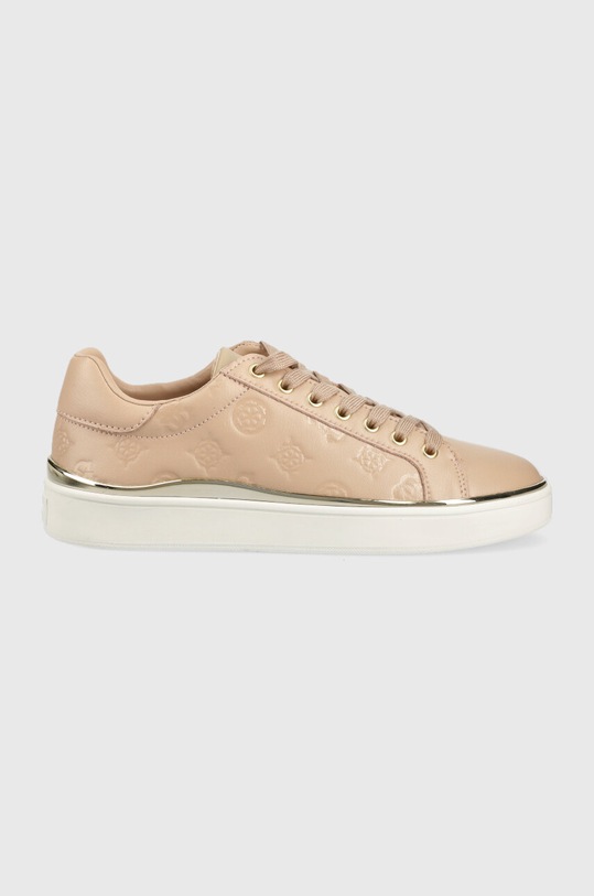 Guess sneakersy skórzane BONNY płaska beżowy FL7BNN.FAL12.NUDE