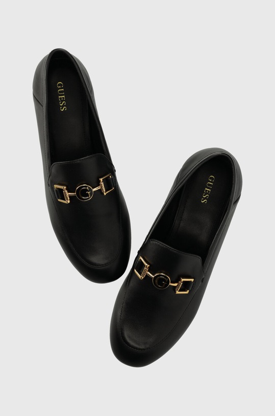 Guess mokasyny skórzane MARTYA płaski czarny FL7MTY.LEA14.BLACK