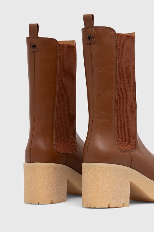 Obuwie Weekend Max Mara sztyblety skórzane Guglia 2357960734600.TOBAC brązowy