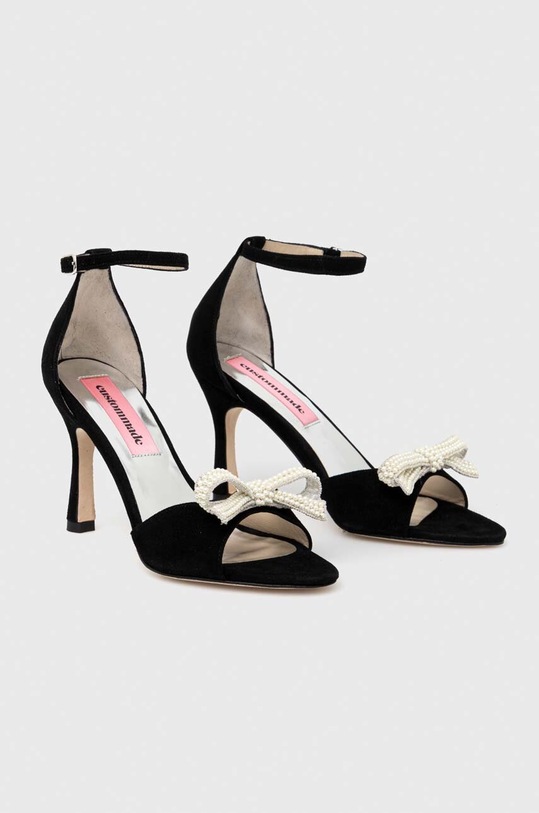 Semišové sandále Custommade Ashley Pearl Bow 999621046.999 čierna AW23
