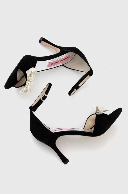 Semišové sandále Custommade Ashley Pearl Bow čierna 999621046.999
