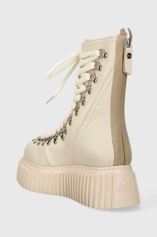 Obuwie AGL workery skórzane DROMO D751501PGKI012F780 beżowy