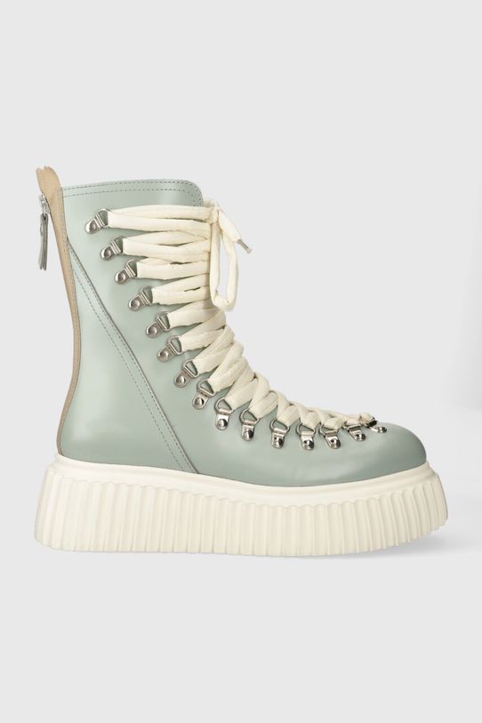 AGL botki skórzane DROMO nieocieplane zielony D751501PGKI022G114