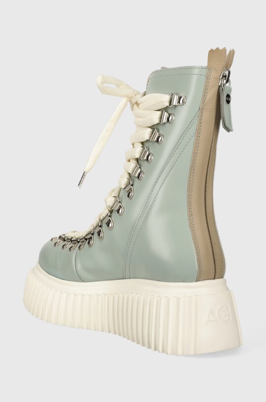 Obuwie AGL botki skórzane DROMO D751501PGKI022G114 zielony