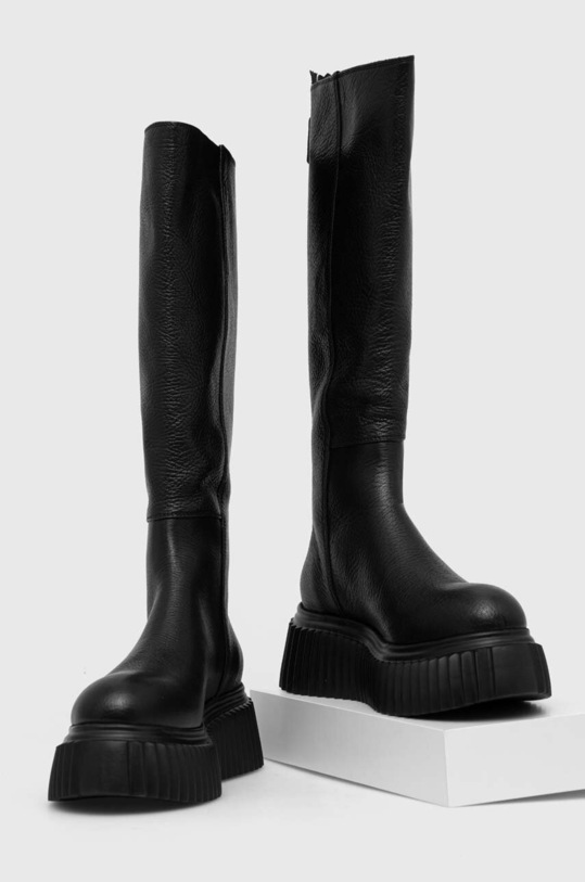 Kožené čižmy AGL MILAGROS BOOT D751560PGKI0121013 čierna AW23