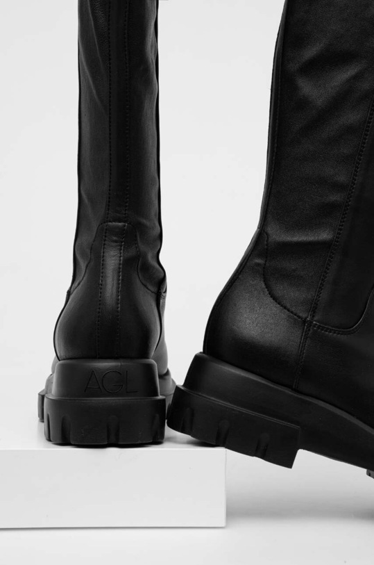 Obuwie AGL kozaki skórzane MALIKA D756564PGKA1121049 czarny