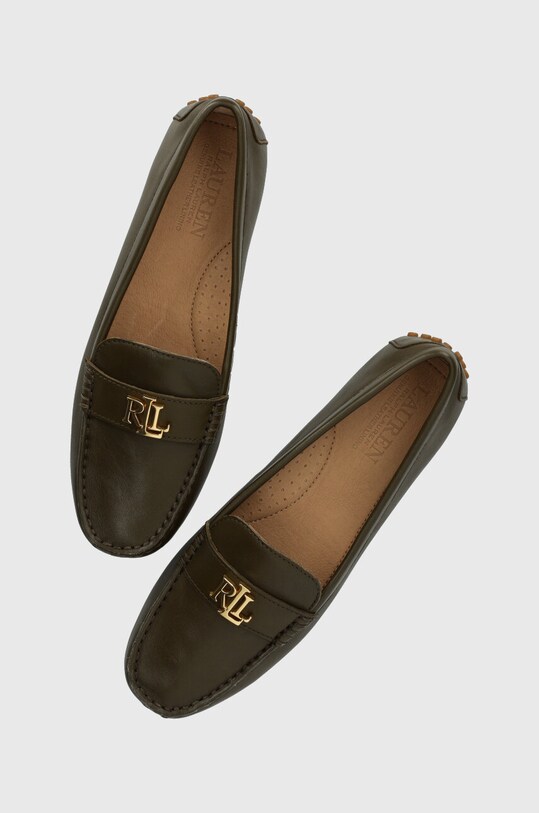 Δερμάτινα μοκασίνια Lauren Ralph Lauren Barnsbury φλατ πράσινο 802852847010.300
