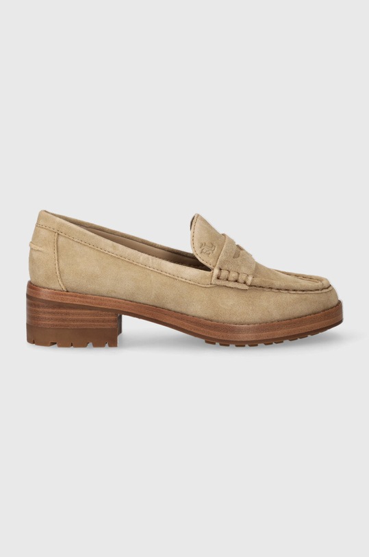 Lauren Ralph Lauren mokasyny zamszowe Wren płaski beżowy 802912324001.260