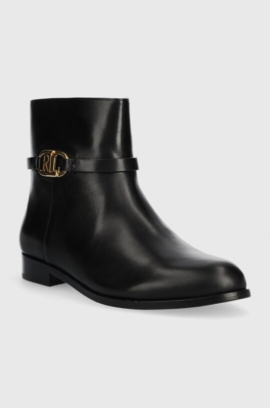 Kožené členkové topánky Lauren Ralph Lauren Briela 802912273001.001 čierna AW23