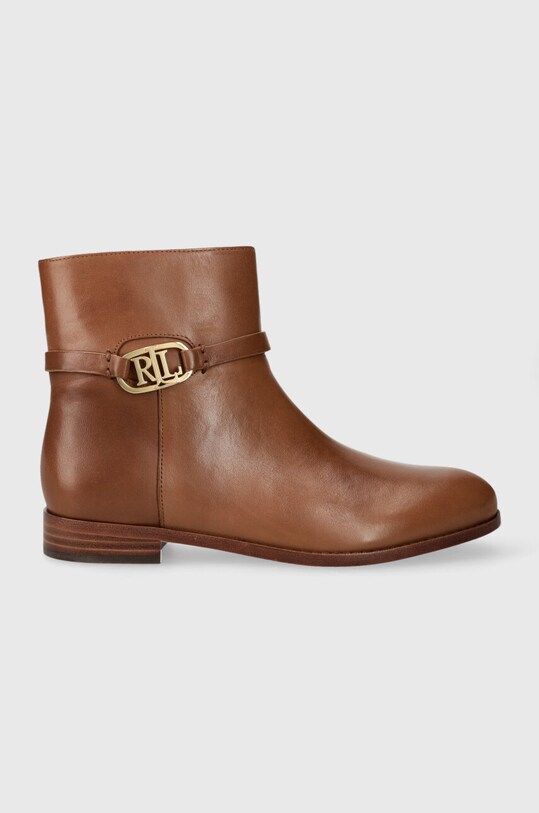 Lauren Ralph Lauren botki skórzane Briela płaski brązowy 802912273002.270
