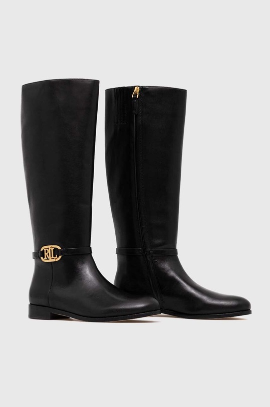Δερμάτινες μπότες Lauren Ralph Lauren Bridgette 802908350002.001 μαύρο AW23