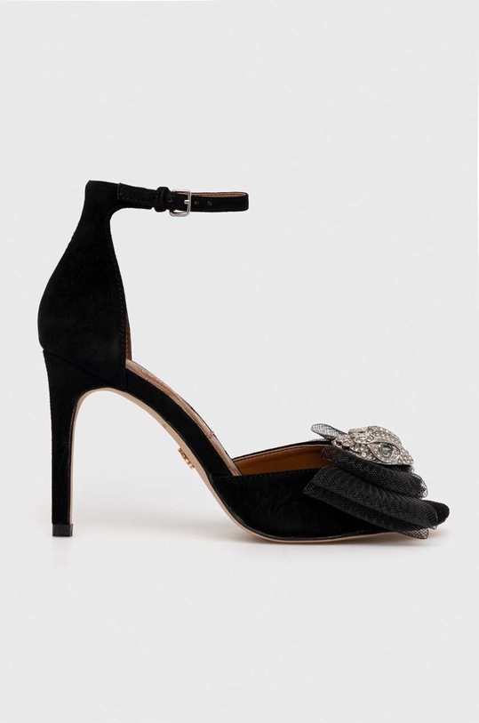 Kurt Geiger London velúr szandál Kensington Bow Sandal tűsarok fekete 9989100209.BLACK