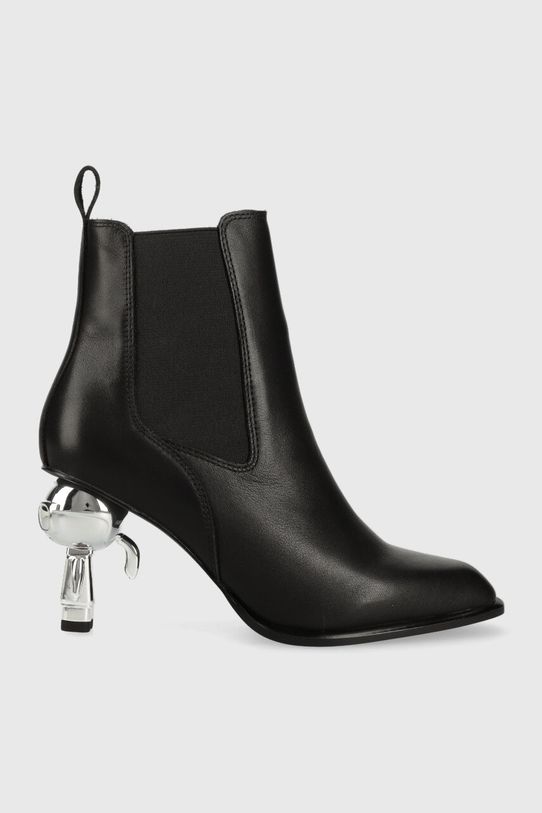 Kožené topánky chelsea Karl Lagerfeld IKON HEEL usňová koža čierna KL39060.000