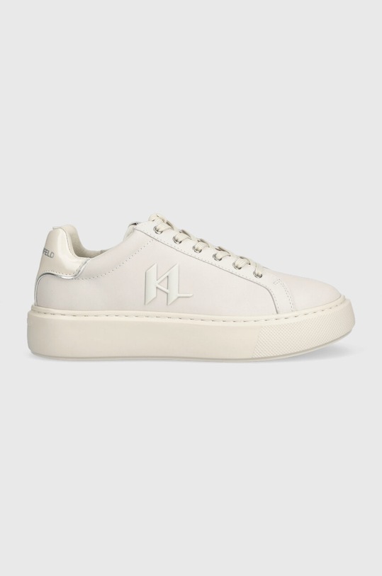 Karl Lagerfeld sneakersy skórzane MAXI KUP platforma beżowy KL62217.2T1