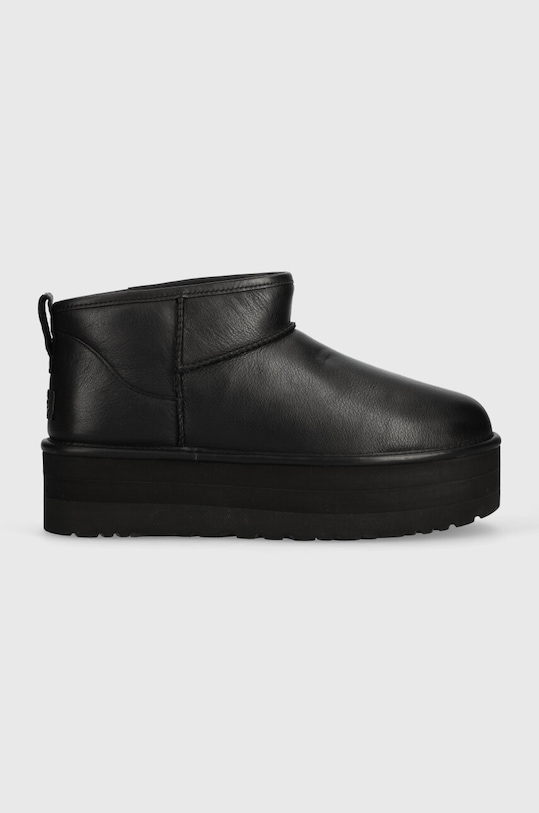 UGG śniegowce skórzane Classic Ultra Mini Platform brak zapięcia czarny 1141510.BLLE
