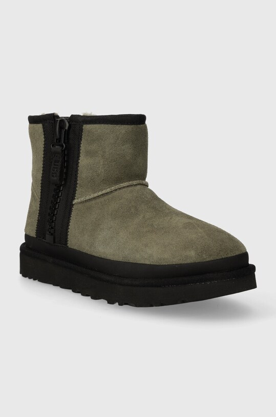 Замшеві чоботи UGG Classic Mini Zipper Tape Logo 1144034.BTOL зелений AW23