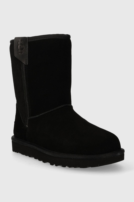 UGG śniegowce zamszowe Classic Short Bailey Zip 1144043.BLK czarny AA00