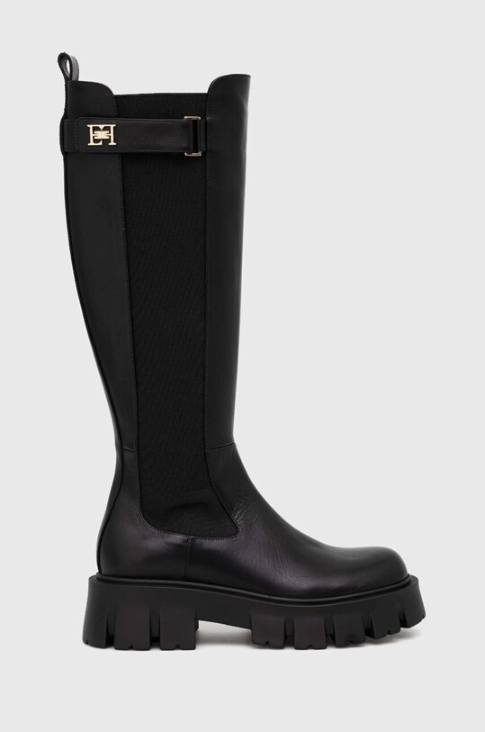 Elisabetta Franchi stivali in pelle non isolato nero SA23B37E2.110