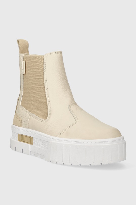 Puma sztyblety skórzane Mayze Chelsea 393092 beżowy AW23