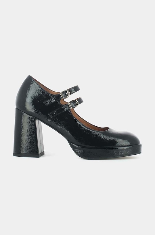 Jonak pantofi de piele VERITE VERNIS PLISSE gros negru 3200421