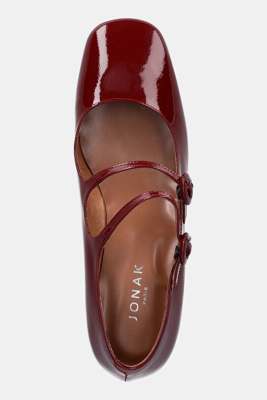 Jonak pantofi de piele DELOU VERNIS burgundia 3300198