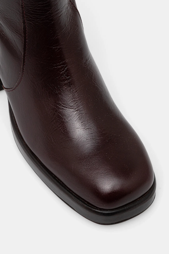 Jonak kozaki skórzane BETINA CUIR VIEILLI bordowy 6001328