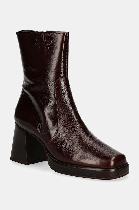 Jonak cizme de piele BRIGAND CUIR BRILLANT 5-8 cm burgundia 6001340