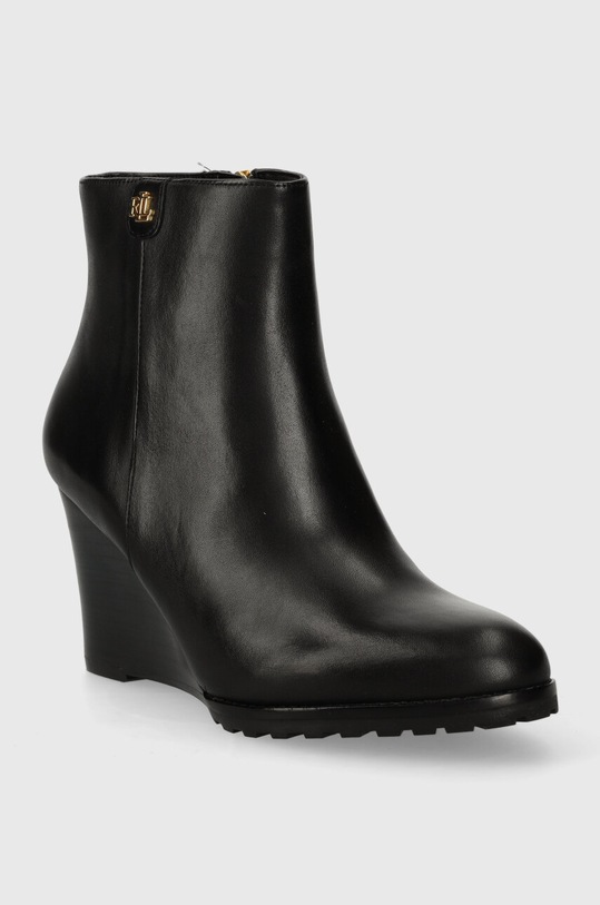 Kožené členkové topánky Lauren Ralph Lauren Shaley 802810043002.001 čierna AW23