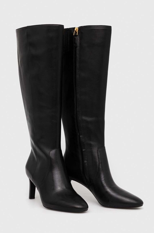 Lauren Ralph Lauren kozaki skórzane Caelynn II 802908343002.001 czarny AW23