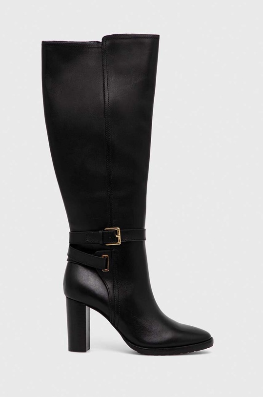 Кожаные сапоги Lauren Ralph Lauren Manchester без утепления чёрный 802912286001.001