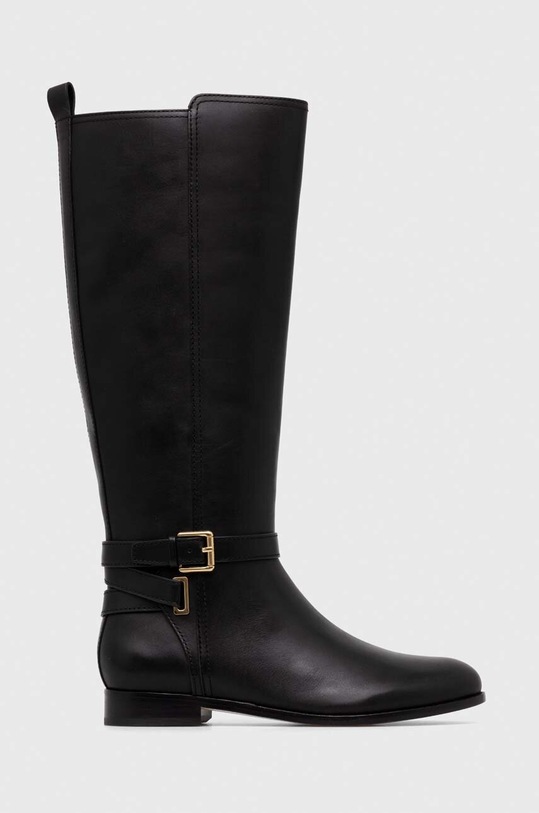 Lauren Ralph Lauren kozaki skórzane Blayke płaski czarny 802912396001.001