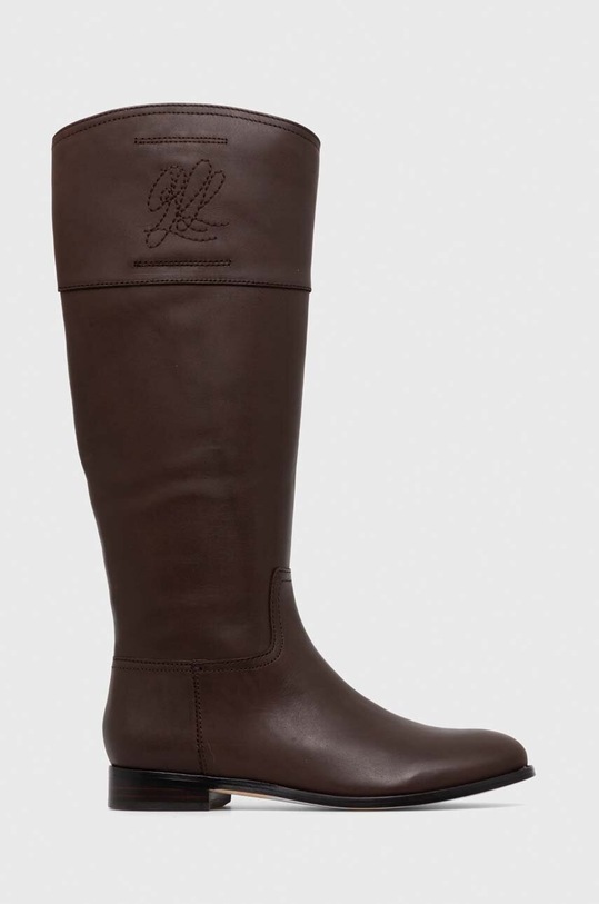 Lauren Ralph Lauren kozaki skórzane Justine płaski brązowy 802915418003.200
