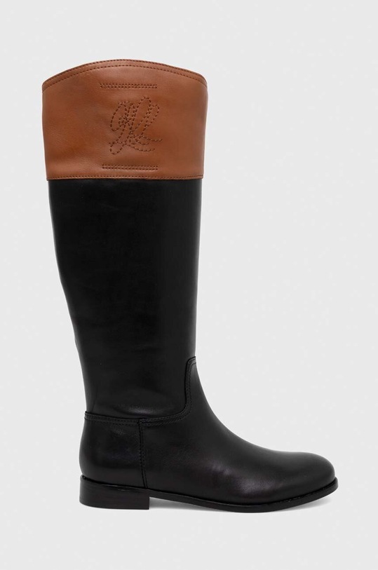 Lauren Ralph Lauren kozaki skórzane Justine płaski czarny 802915418004.999