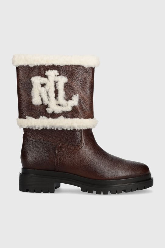 Δερμάτινες μπότες Lauren Ralph Lauren Carter φλατ καφέ 802915439002.200