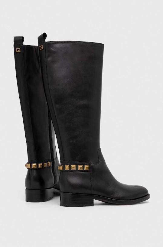 Obuwie Guess kozaki skórzane BOSSY FL8BYO.LEA11.BLACK czarny